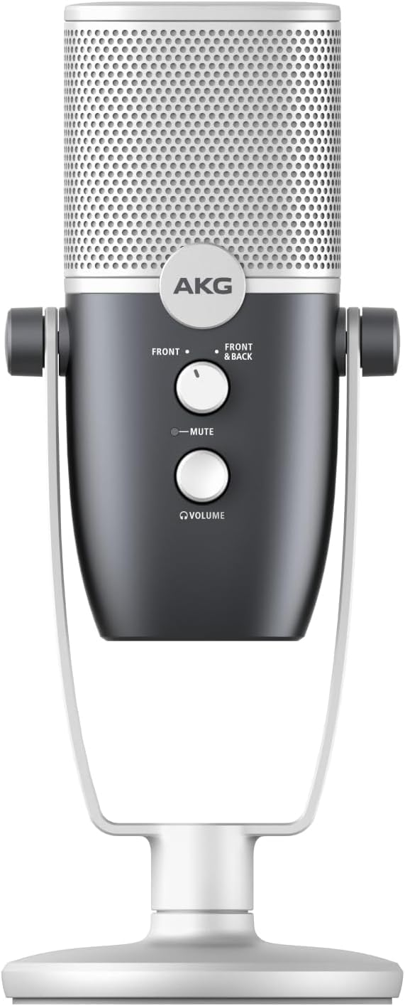AKG Pro Audio Ara - Micrófono de Condensador Profesional USB-C- Modos de Captura de Audio de patrón Dual para podcasting, videoblogging, Juegos y Streaming, Azul y Plata