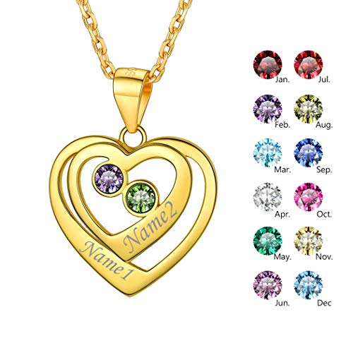 Heart Necklace for Women Birthstone Gold Plated Jewelry for Women ...