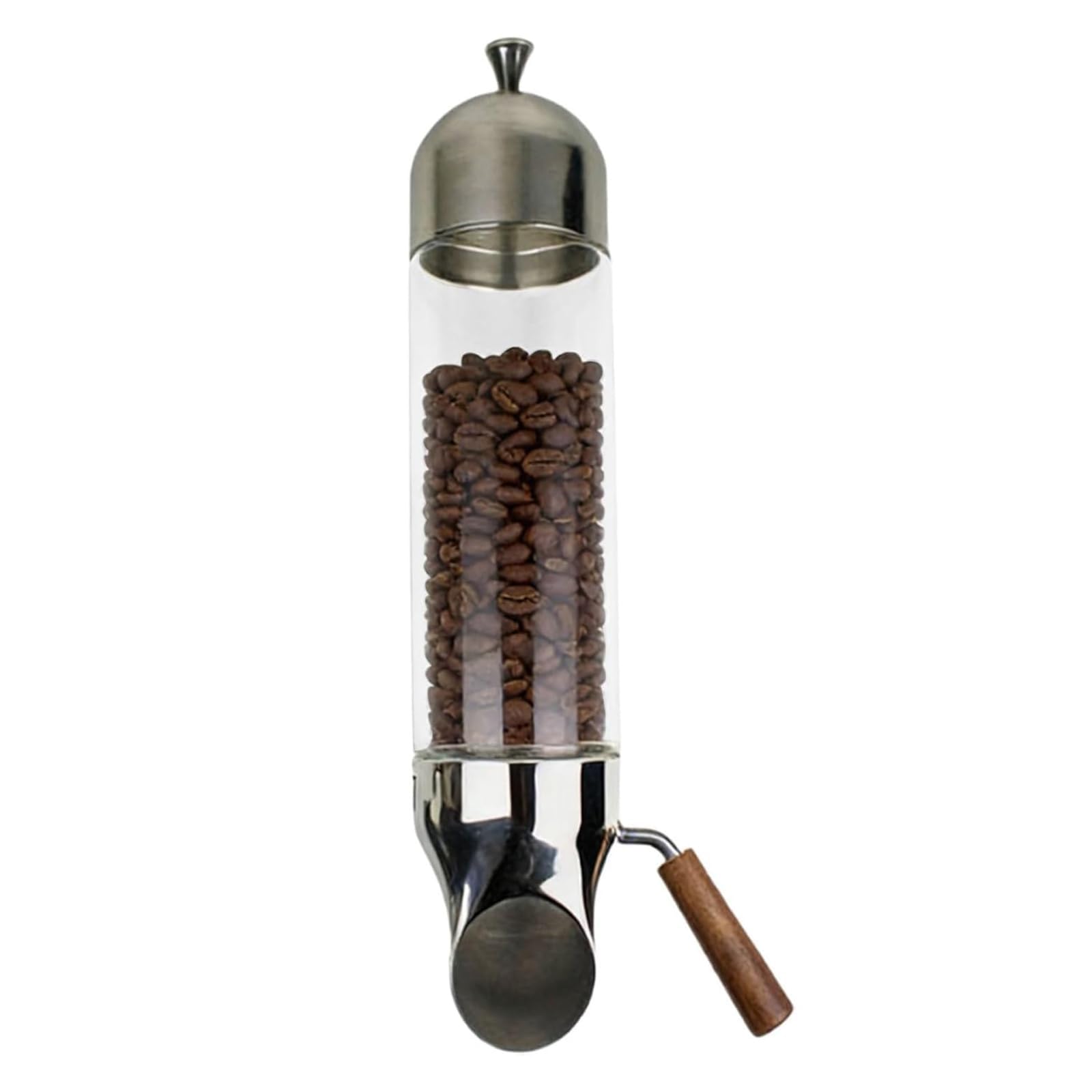 Distributeur mural de grains de café en acier inoxydable - Diamètre du tube en verre : 9 cm - Sortie réglable - Pour présenter des bonbons, du thé, des céréales (laiton, 60 cm)