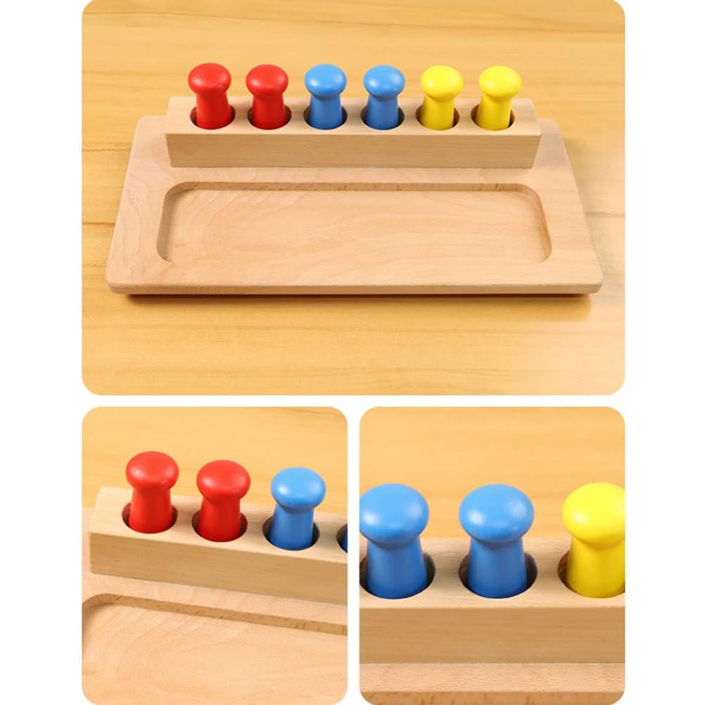 Montessori Farb-Zylinder-Steckbrett-Spielzeug, Holz-Sensorik-Steckspielset, Hand-Auge-Koordination- und Farblernspielzeug