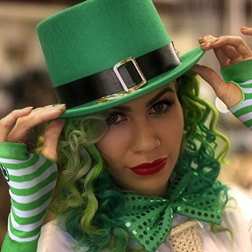 SATINIOR 4 paar st. Patrick's Day handschoenen armwarmer unisex vingerloos met klaverblad patroon - Image 7