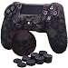 YoRHa Water Transfer Printing Skull Silicone Cover Skin Case for Sony PS4/slim/Pro Dualshock 4 controller x 1(grey) With Pro thumb grips x 8