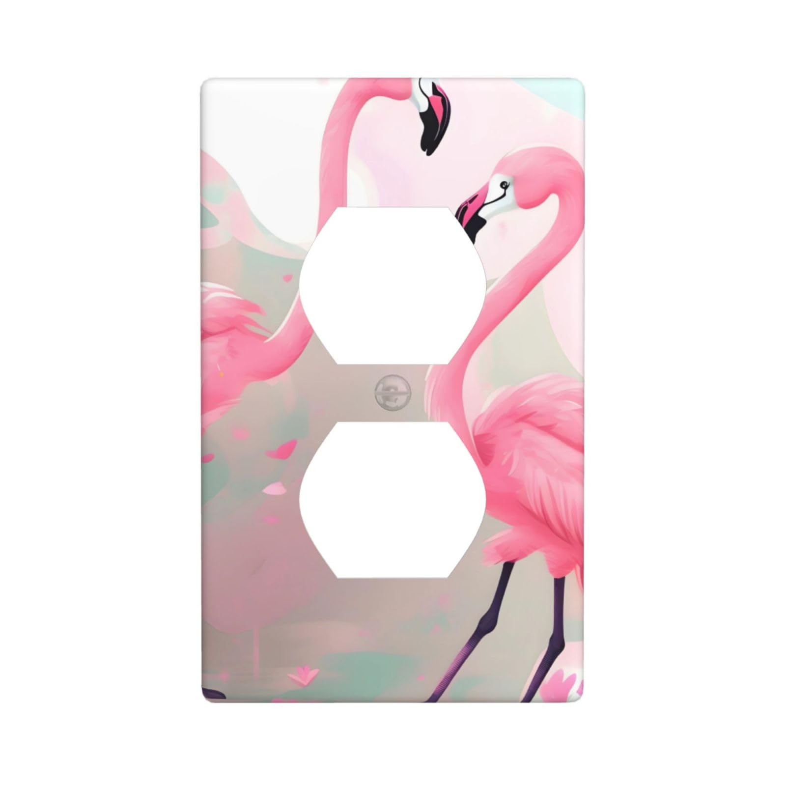 Love Flamingo Decorative Switch Plate Cover-Unbreakable Polycarbonate Wall Plate for Home Office, 1 Gang with Screws