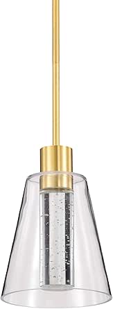 Nuvo Lighting 62/2181 Aura - 12W CCT Selectable LED Pendant-10 Inches Tall and 7.25 Inches Wide, Finish Color: Brushed Brass