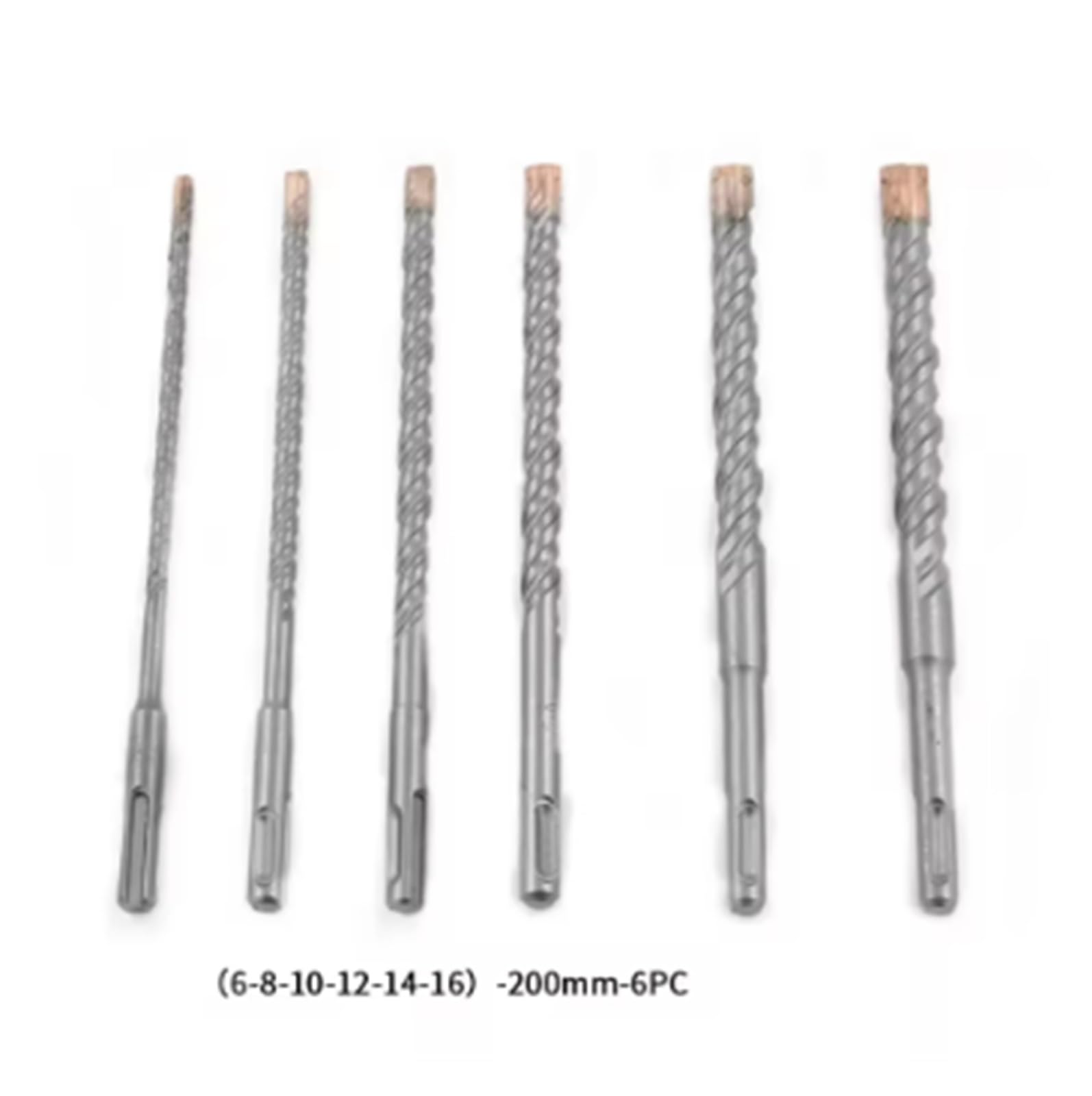7 sztuk 4-ostrzowe SDS Plus zestaw wierteł udarowych 5 6 8 10 12 14 16 18mm 160 200mm do betonu cegła blok kamienny mur i granit(6-8-10-12-14-16 200)
