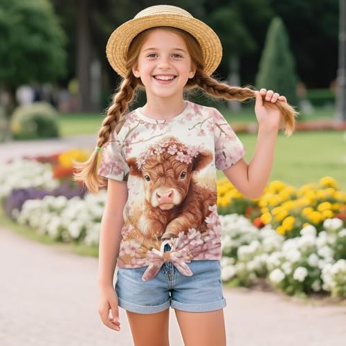 DISNIMO Tie Front Tops for Girls Short Sleeve Tee Shirts Summer T-Shirts with Design4