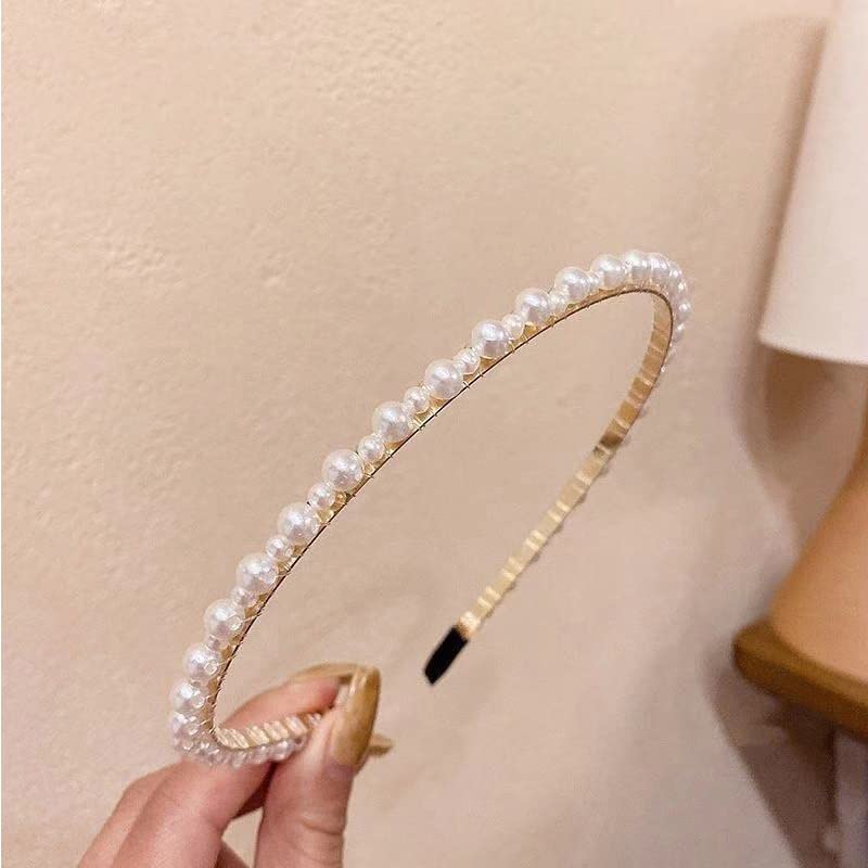 Miniatura 7 de ZAHSY Diadema de perlas blancas para boda, para novia, damas de honor, diadema de perlas con diamantes de imitación para mujer, paquete de 4