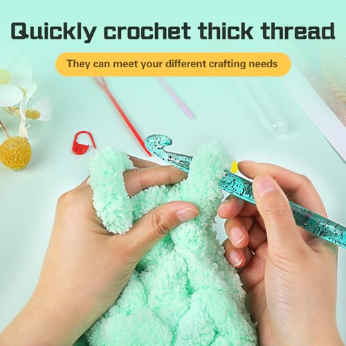 Image of 12 mm Large Crochet Hooks, Ergonomic Handle for Arthritic Hands, Professional Huge Crochet Needles, Colorful Transparent Crochet Hook for Beginners and Crocheting Yarn(12 mm)