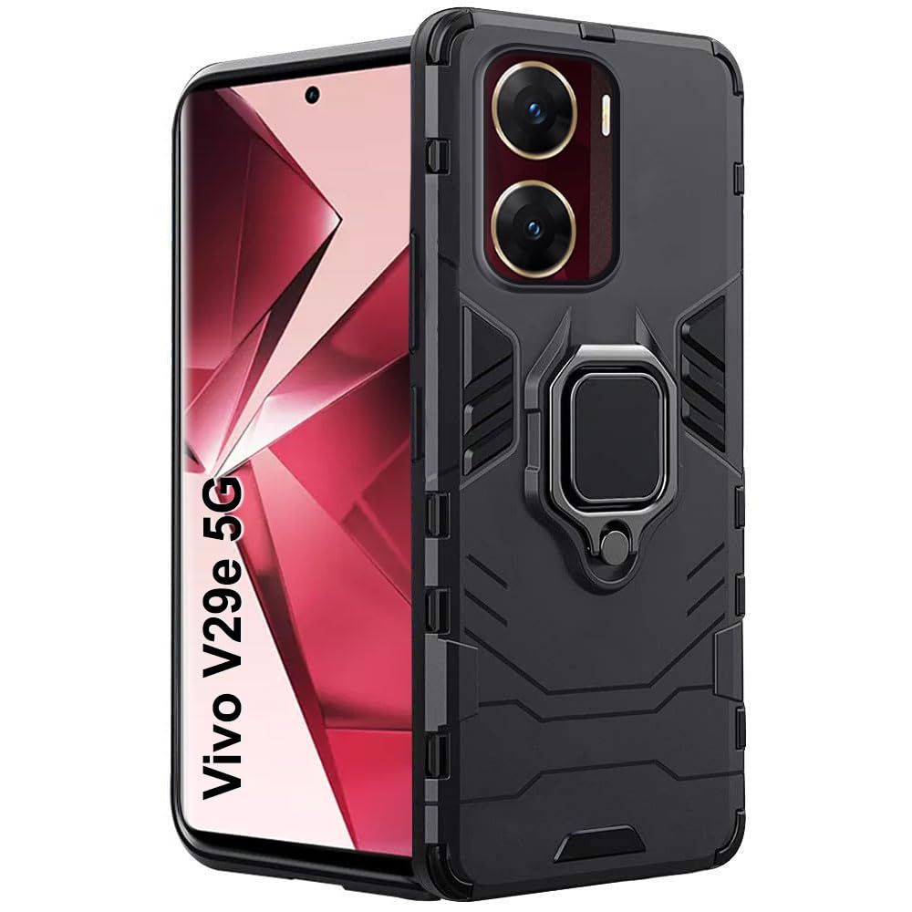 TheGiftKart TPU+PC Tough Armor Bumper Back Case Cover For Vivo V29E 5G | Ring Holder & Kickstand In-Built | 360 Degree Protection Back Case Cover For Vivo V29E 5G , Black (B0CJDXPY6C) Amazon Price History, Amazon Price Tracker