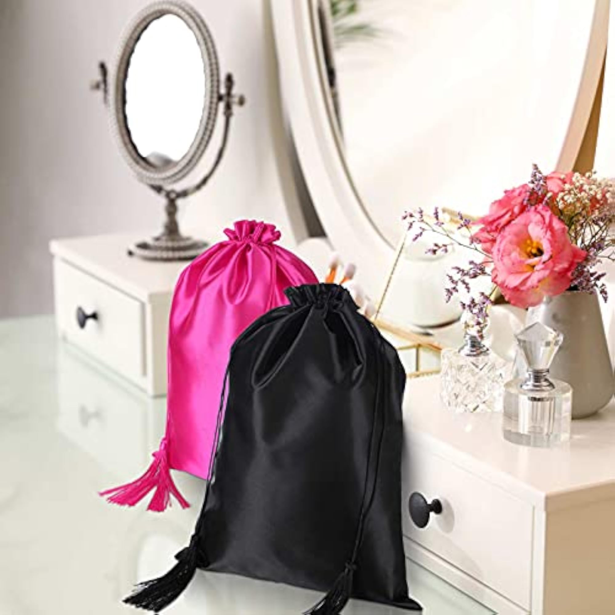6 Pieces Satin Wig Bags for Hair Extensions
