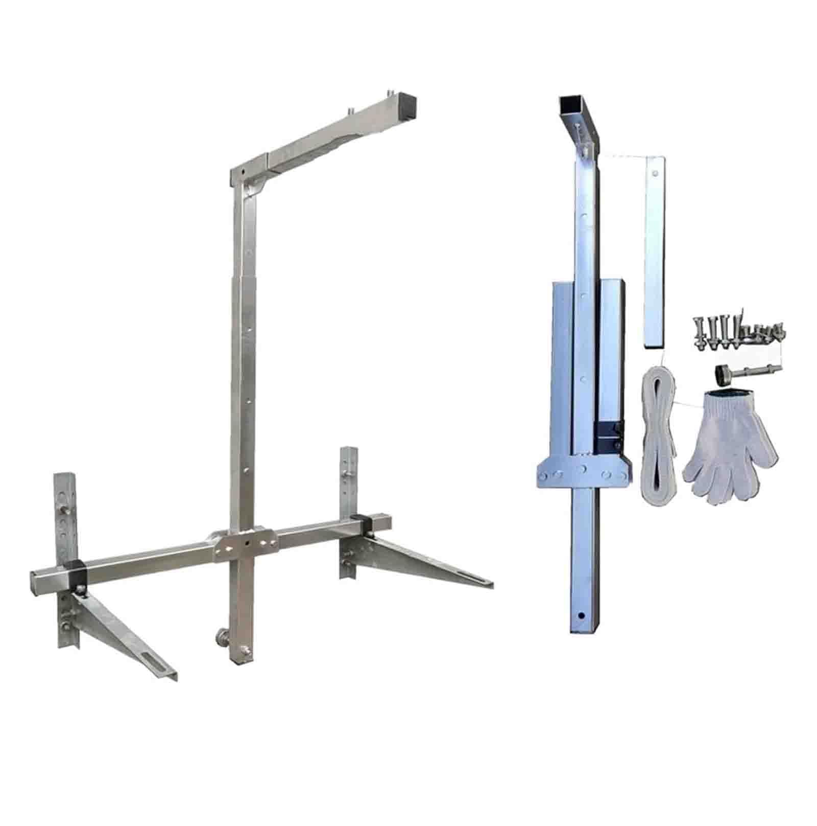 Outdoor AC Installation Tools, Self-Locking Manual Winch & Folding Bracket, Heavy-Duty Lifting Crane for Air Conditioning Units, Efficient & Easy Setup, No Winch Included