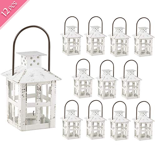 Kate Aspen Decorative Lanterns - Set of 12 - Distressed Metal Vintage Mini