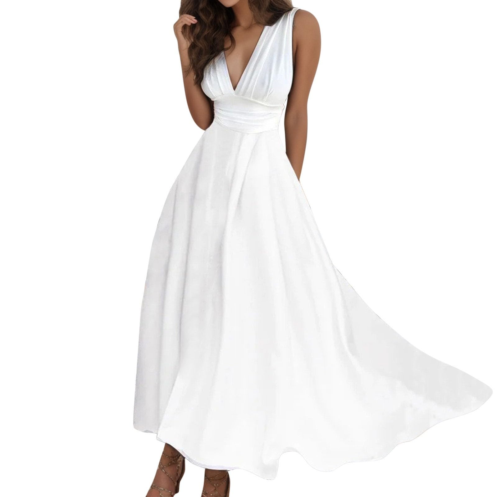 Generic Vestidos De Fiesta Mujer Elegantes Largos Vestidos de Verano Vestido de Trabajo sin Mangas Estampado de Manga Corta Cuello en V Vestido Casual de Mujer Vestido Largo de Talla Faldas Mujer Invierno