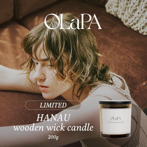 【OLaPA公式】 HANAU wooden wick candle ハナウウッドゥンウィックキャンドル 200g ナチュラルウッドの香り 木芯 みゆプロデュース オラパ [2]