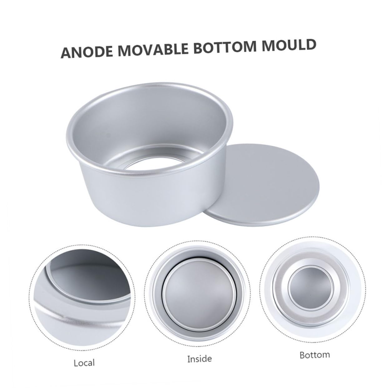 Molde Para Pastel Redondo Anodizado 4 Pulgadas Antiadherente De Aluminio Con Fondo Desmontable Para Repostería Casera Juego De 8 Unidades