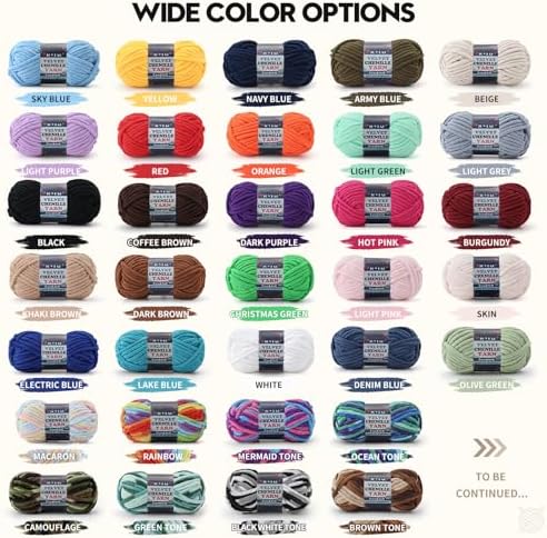 2 Pack Chunky Chenille Yarn for Crocheting and Knitting Beginners,Thick Bulky Plush Fluffy Velvet Soft Baby Blanket Crochet Chenille Yarn for Crocheting Blankets/Amigurumi/DIY Crafts(Camouflage - 5