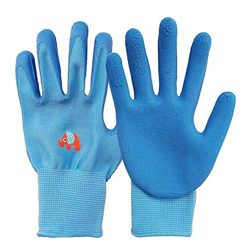 KOZSF Guantes Protectores para niños, Guantes de jardinería Anti-mordidas para deshierbe, Herramientas de Trabajo de látex para Plantar, Herramienta de Invernadero para el hogar-Azul Cover