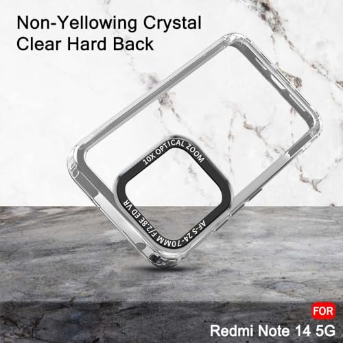 Image of TheGiftKart Hybrid Shockproof Back Cover Case for Mi Redmi Note 14 5G | Stylish Camera Border | Electroplated Buttons | Crystal Clear Hard Back Cover Case (TPU & PC, Smoked Bumper)