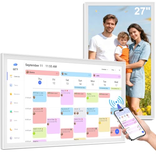 Image of 27 inch Smart Calendar Max, Digital Calendar & Chore Chart, Family Organizer with Interactive Touchscreen Display - Wall Mountable in Portrait or Landscape, Gifts for Women Men