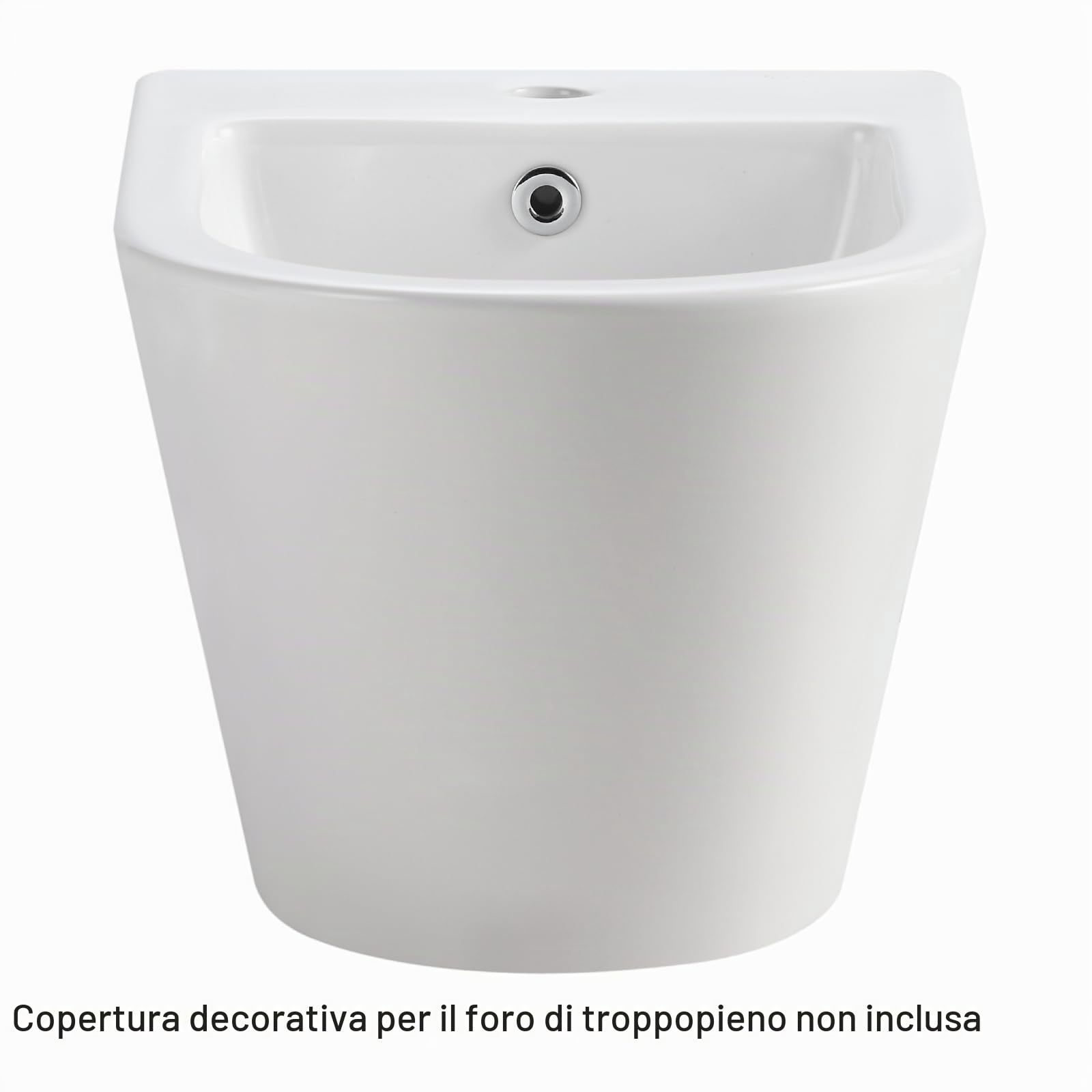 Bidet da parete con foro per rubinetto e troppopieno, bagno in ceramica bianca, bidet senza bordo, 525 x 365 x 300 mm, per bagno in ceramica bianca