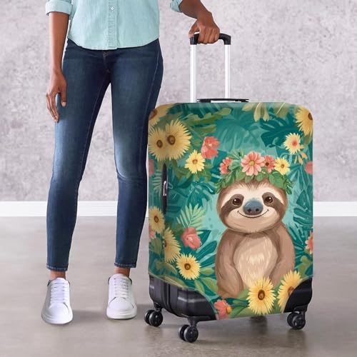 Image of Mumeson Sloth Luggage Cover Fashion Suitcase Protector Fits 18-32 Inch Luggage Lightweight Durable Airplane Travel Luggage Cover