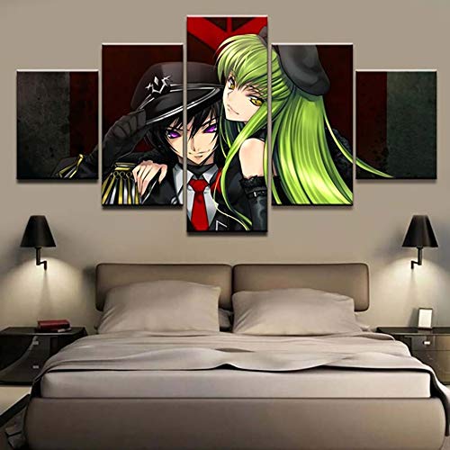 zxfcczxf Hd Drucke Modulare Bilder Wandkunstwerk 5 Stücke Anime Code Geass Gemälde Dekoration Leinwand Poster Für Wohnzimmer Rahmen (mit Rahmen)-30x40x2 30x60x2 30x80x1