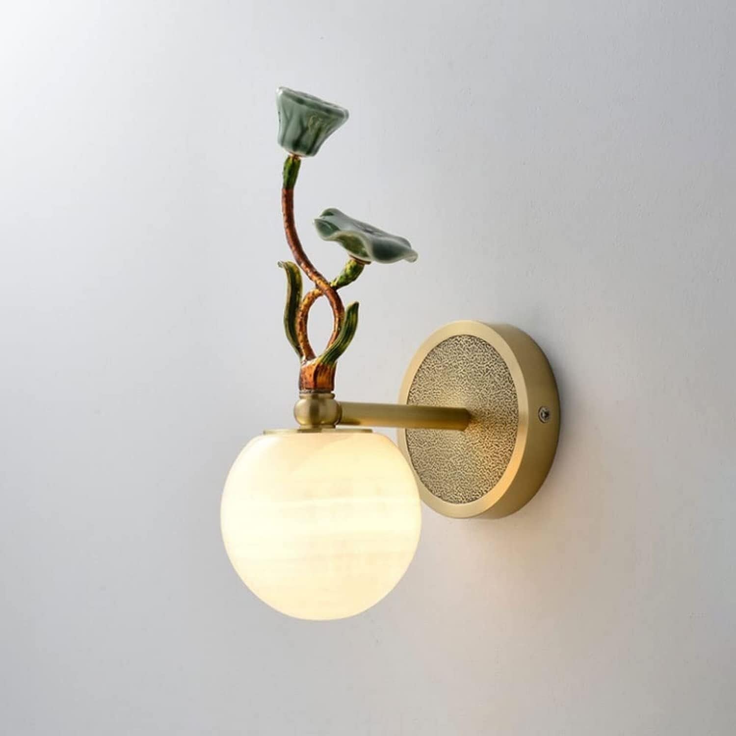 JKJZSALJ Modern Indoor Led Wall Lights Brass Marble Wall Lamp Chinese Style Corridor Wall Light Dining Living Room Wall Sconce,Light Fixture,16Cm,24cm