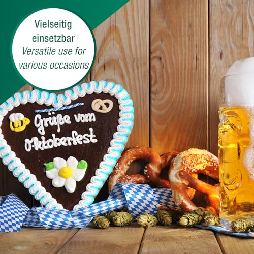 Halbach Seidenbänder Oktoberfest Deko Band | Breite: 15 mm Länge: 25 m Farbe: Blau/Weiß | Geschenkband Bayern | für bayrische Tischdeko oder Geschenke