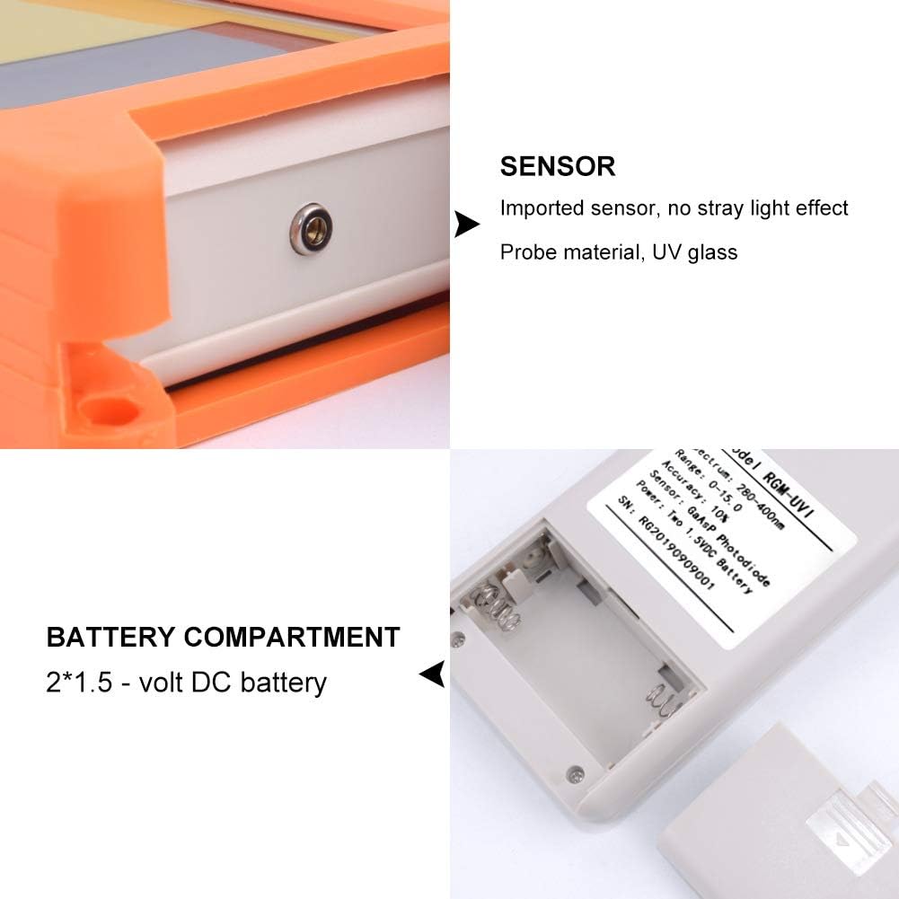 UV Index Meter Digital High Accuracy UVI Tester with LCD Display Solar Ultraviolet Detector for UV index tracking detection