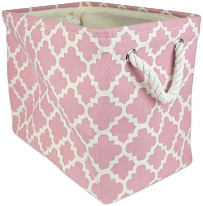 DII Polyester Container with Handles, Lattice Storage Bin, Large, Rose Lattice