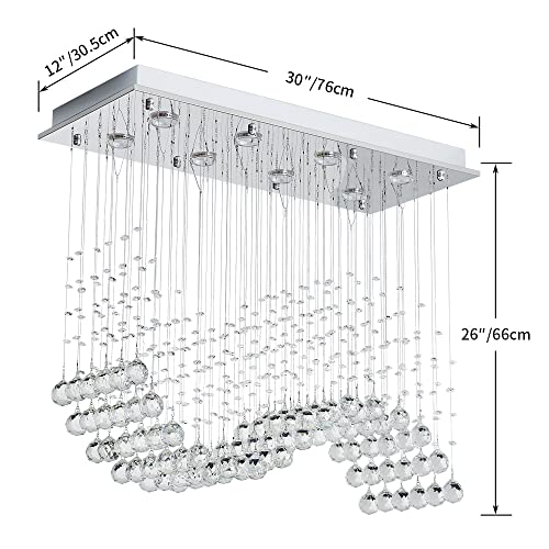 Saint Mossi 8-Lights Modern K9 Crystal Chandelier Light Fixture, Perfect Raindrop Chandelier For Bedroom,Living Room,Dining Room, L30 X W12 X H26, Clear Crystal & Chrome Canopy #TOP2