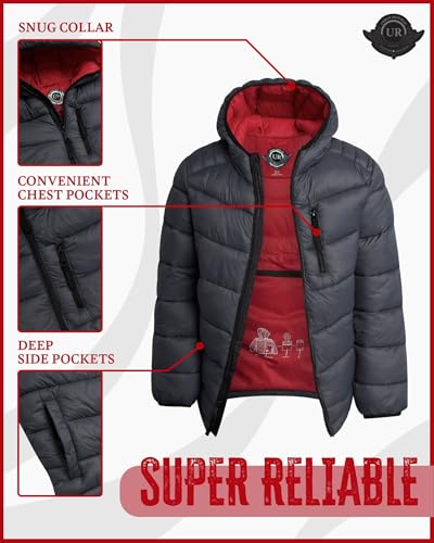 URBAN REPUBLIC Boys Puffer Jacket - Packable Insulated Hooded Boys Winter Coat Kids Windbreaker Jacket with Pockets (4-20)3