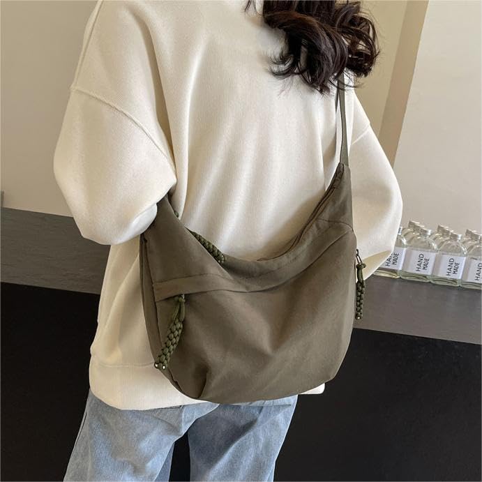 Image of Nylon Crescent Crossbody Bag for Women Shoulder Tote Handbag Casual Sling Bag Dumpling Purse Bag for Outdoor Travel