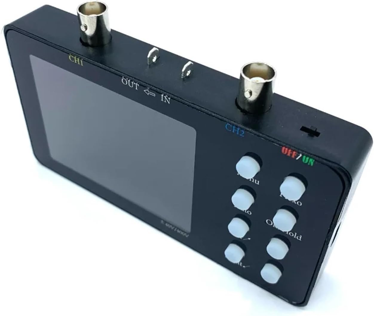 Side view of the Boartechs handheld oscilloscope showing the control panel with various buttons.