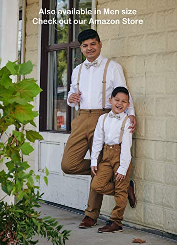 Urban Krafts Suspenders And Bow Tie Set Adjustable For Boy Kid Child Son (Beige With Beige Bowtie) #TOP3