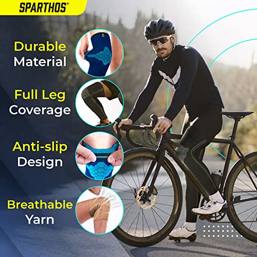 Sparthos Leg Compression Sleeves - Aid in Recovery and Support Active Lifestyle - Innovative Breathable Elastic Blend - Anti Slip, Day & Night Wear4