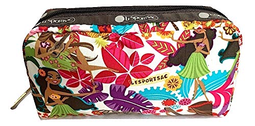 LeSportsac Sweet Wahine HAWAII exclusivo bolsa de cosméticos retangular estilo 6511/cor K168, Hula Girls, vibrante tropical paraíso, havaiano dourado, palmeiras coloridas, Aloha, Sweet Wahine (exclusivo do Havaí), One Size, Havaiano tropical