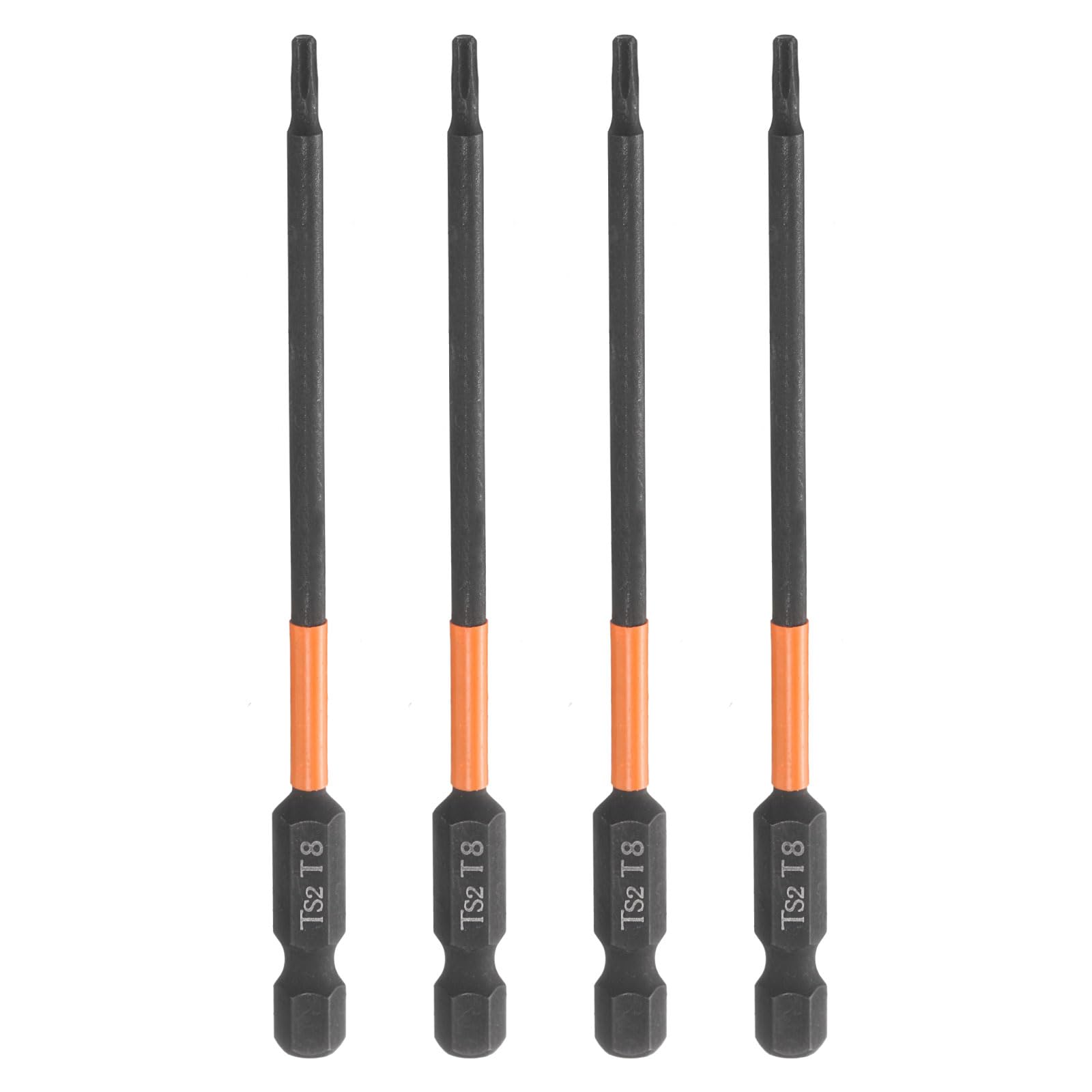 sourcing map 4pcs T8 Torx Head Screwdriver Bit 100mm Long 1/4" Hex Shank