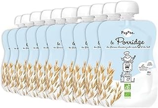 POPOTE - Porridge Bio Bébé - Dès 6 mois - Brassé Flocon Avoine, Lait Poudre - Gourde Individuelle - Texture Onctueuse - Format Pratique à Emporter - Produit en France - Pack Familial 10 x 100 g