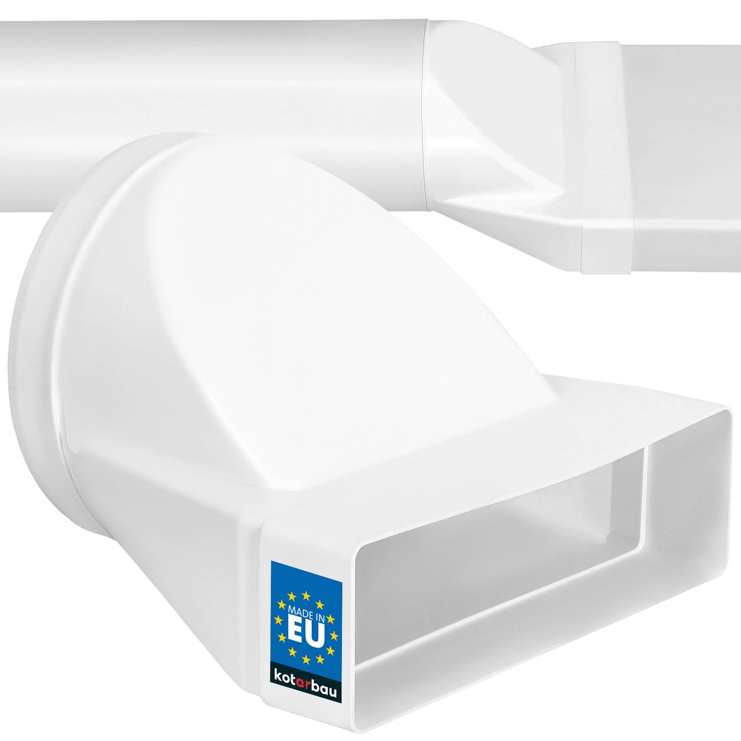 Kotarbau Weiß Kotarbau® Rectangular Pipe Connector 60 X 200 Mm For Round Pipe Diameter 150 Mm Plastic Adapter Pipe Connector Exhaust Duct Reducer For Ventilation Systems White Flat Duct To Round Pipe Transition