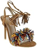 Rubina 57 Womens Fringe Open Toe High Heel Sandals Multi 7.5