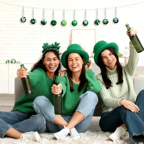 Bencailor 12 Pcs St. Patrick\'s Day Ball Ornament St. Patrick\'s Day Shamrock Hanging Ornament Good Luck Clover Balls Tree Decor for Holiday Seasonal Irish Party Supplies (Classic) - Thumbnail 5