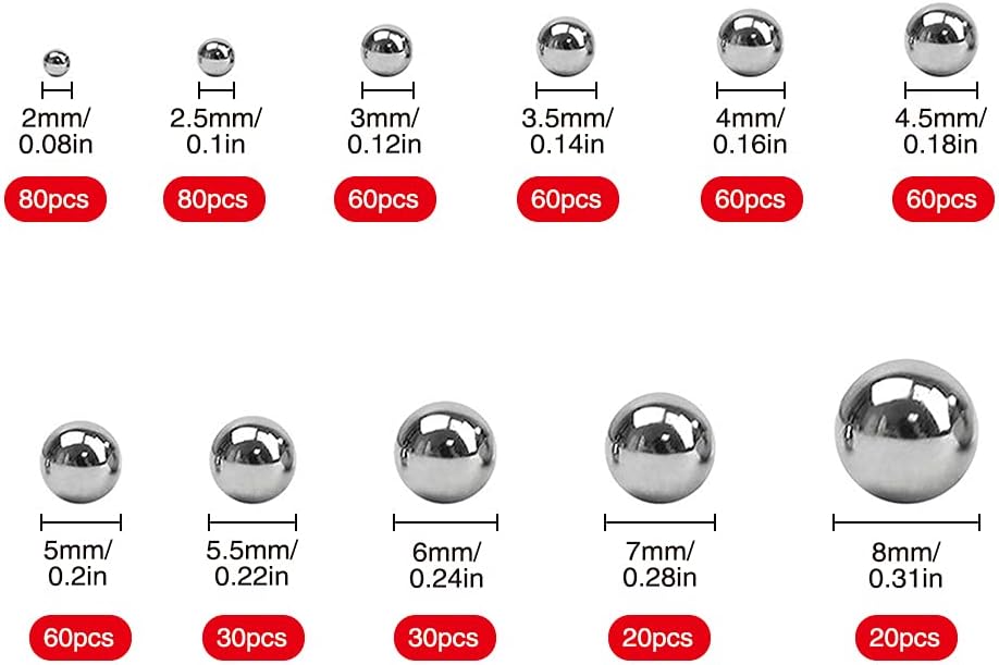 YIXISI 560 PCS 11 Size Metric Precision Bearing Steel Ball Assortment Kit, Industry Accessories