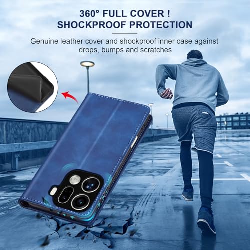 Image of Jasonyu Cover for OPPO Find X9 Pro Flip PU Leather Case, Wallet Book Cover, Stand Function, Magnetic, Card Slots, TPU Bumper Case (Blue)