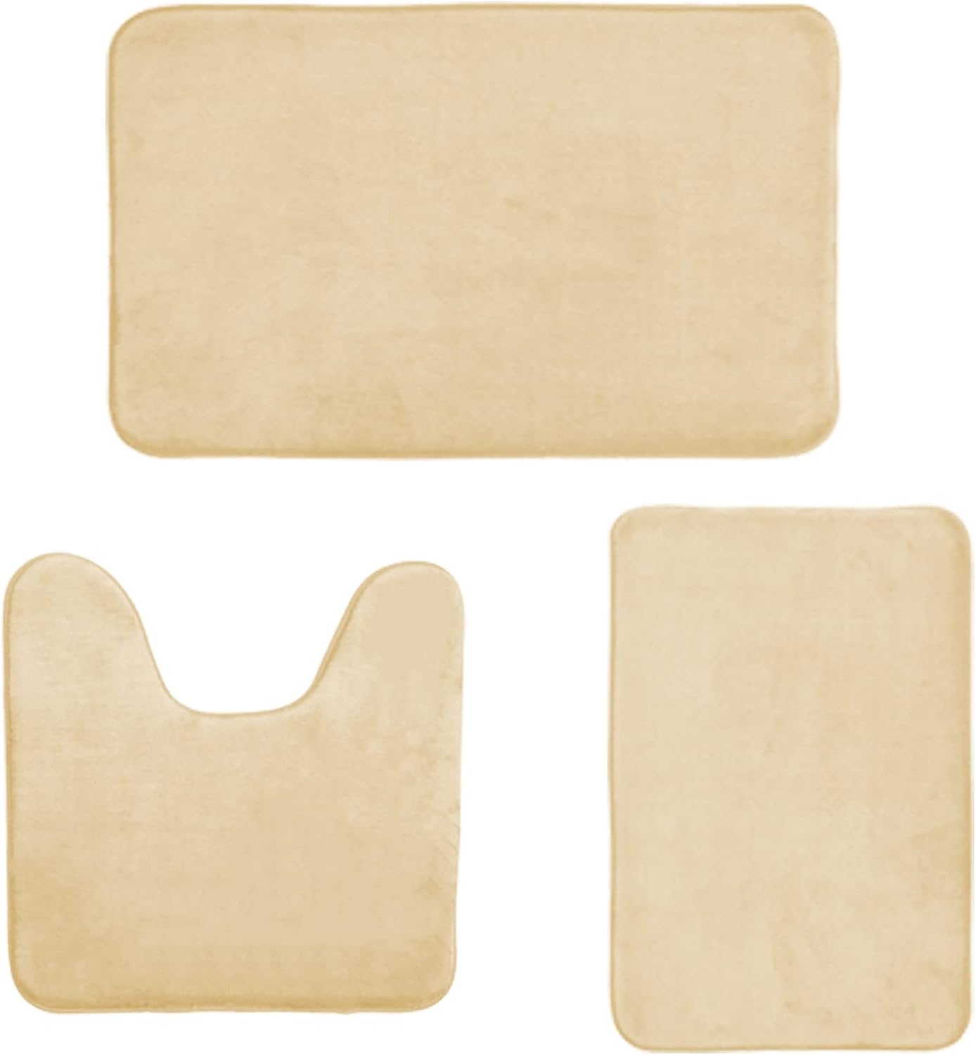 Beige Bathroom Rugs, Memory Foam Bath Mat Non-Slip Bath Rugs, Machine Wash,Dries Quickly - Ultra Soft Bath Mats for Bathroom, 3 Piece Beige Bathroom Rug Set，Bathtub Mat, Bathroom Mats-Bathroom Set