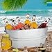 2 Pack 4 Gallon Galvanized Tub Ice Buckets for Parties Portable Beverage Tub with Handles Champagne Bucket Metal Ice Buckets for Cocktail Bar with Ice Scoop