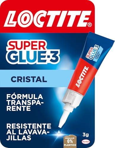 Loctite Super Glue-3 Cristal, adhesivo para cristal resistente al agua, pegamento instantáneo especial para cristales, pegamento transparente y extrafuerte, 1x3 g