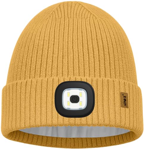 ATNKE Kids LED Lighted Lined Fleece Beanie Cap, USB Rechargeable 4 LED Run Headlamp Bright Hat Gifts for Boys and Girls2