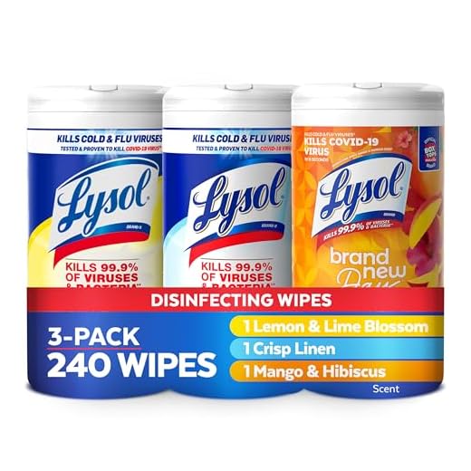 Lysol Disinfectant Wipes Bundle, Dorm Room Essentials, Multi-Surface Cleaning Wipes, For Disinfecting & Cleaning, Lemon & Lime Blossom, Crisp Linen, Mango & Hibiscus, 3x80 ct