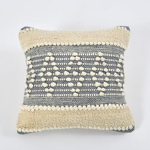 Image of TIB Premium Boho Decorative Throw Cushion Covers, 16 x 16 cm, Set of 2, Cotton. (Grey Kites)-230 TC